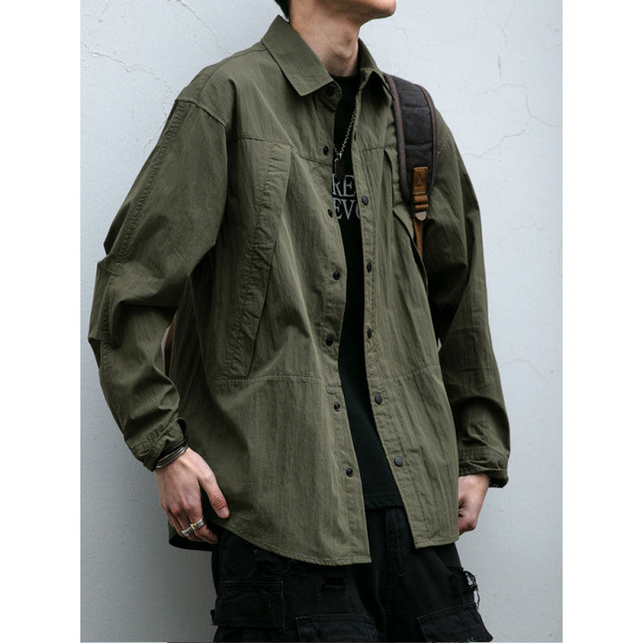 Men's Technical Field Overshirt in Utility Look with Press-Stud Placket and Boxy Fit Mune Fashion