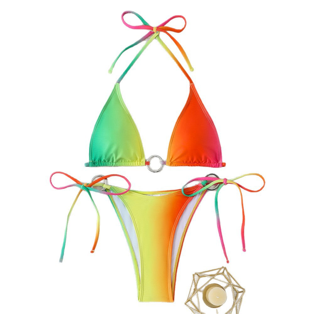 Women's triangle bikini set with shiny ring detail Mune Fashion
