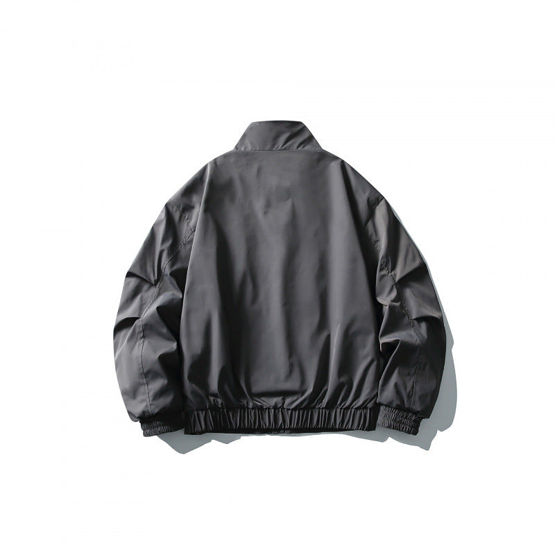 Men's Short Windproof Field Bomber Jacket with Stand-up Collar, Concealed Closure and Elastic Cuffs Mune Fashion