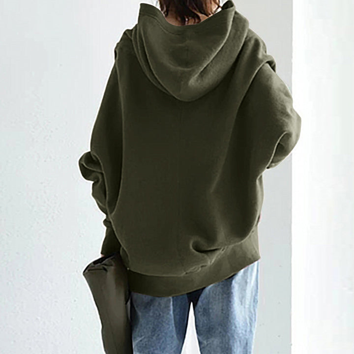 Women's oversized zip-up hoodie with kangaroo pocket made of fluffy fleece Mune Fashion