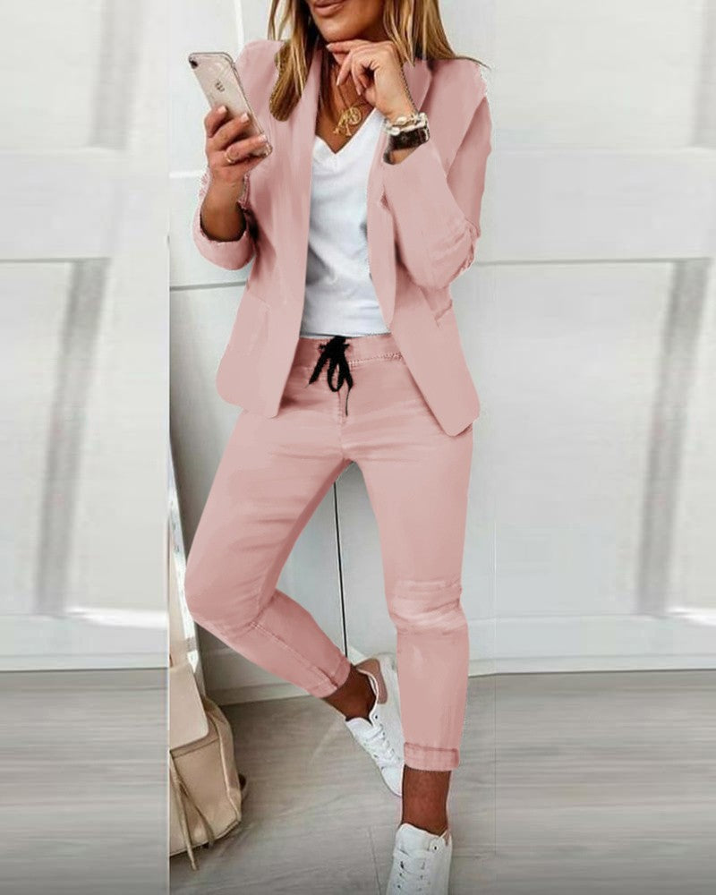Women Elegant Two-Piece Blazer Jogging Suit Mune Fashion