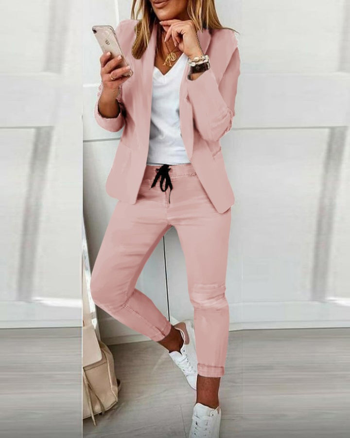 Women Elegant Two-Piece Blazer Jogging Suit Mune Fashion
