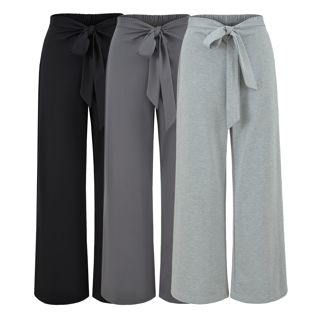 Women High-Waisted Culotte Pants with Wide Leg and Tie Belt Mune Fashion