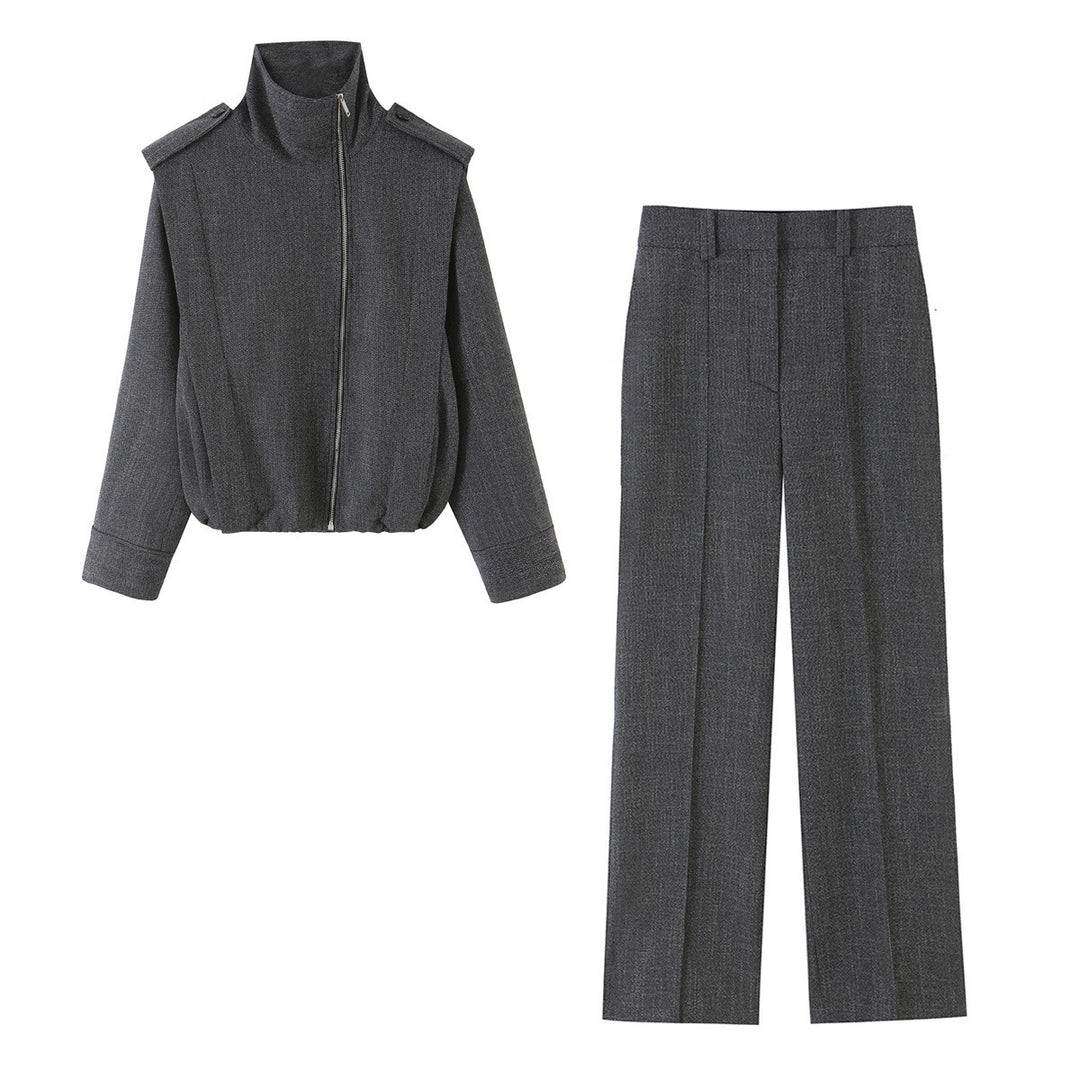 Women's high-waisted wide suit trousers with crease and straight leg Mune Fashion