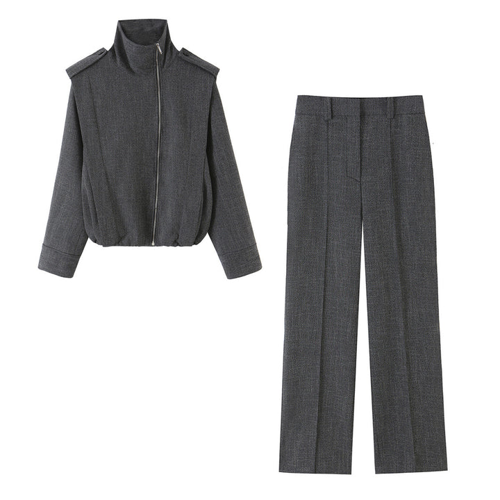 Women's high-waisted wide suit trousers with crease and straight leg Mune Fashion