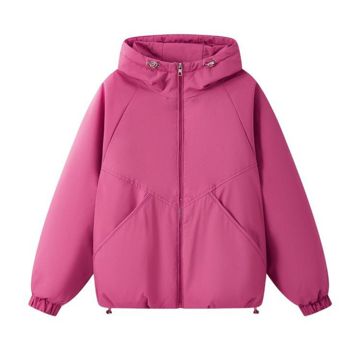 Women's Lightly Padded Hooded Jacket with Raglan Sleeves, Elastic Cuffs, and Adjustable Hem Mune Fashion