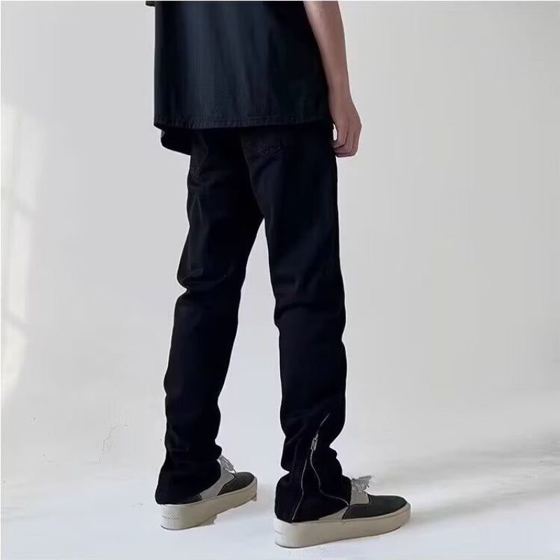 Men's Slim-Fit Zip-Ankle-Pants with Side Zipper Detail Mune Fashion