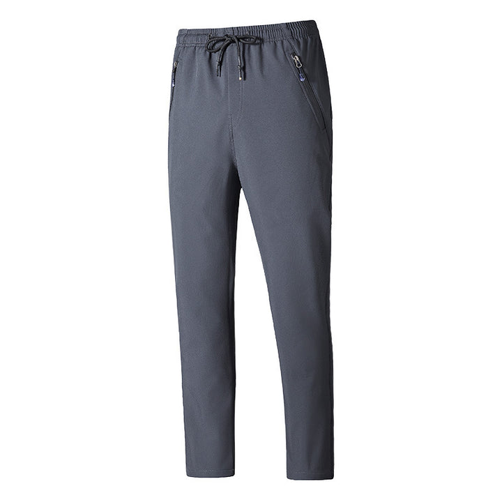 Men's Technical Softshell Jogging Pants with Water-Repellent Membrane, Zipper Pockets and Elastic Drawstring Waist Mune Fashion
