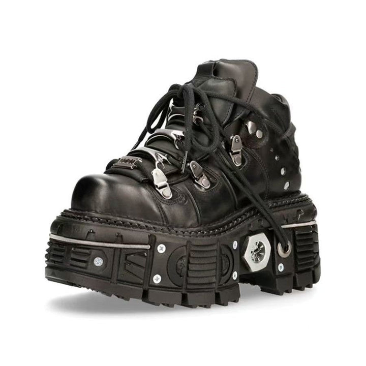 Women's Stable High-Top Boots with Durable Rubber Sole Mune Fashion