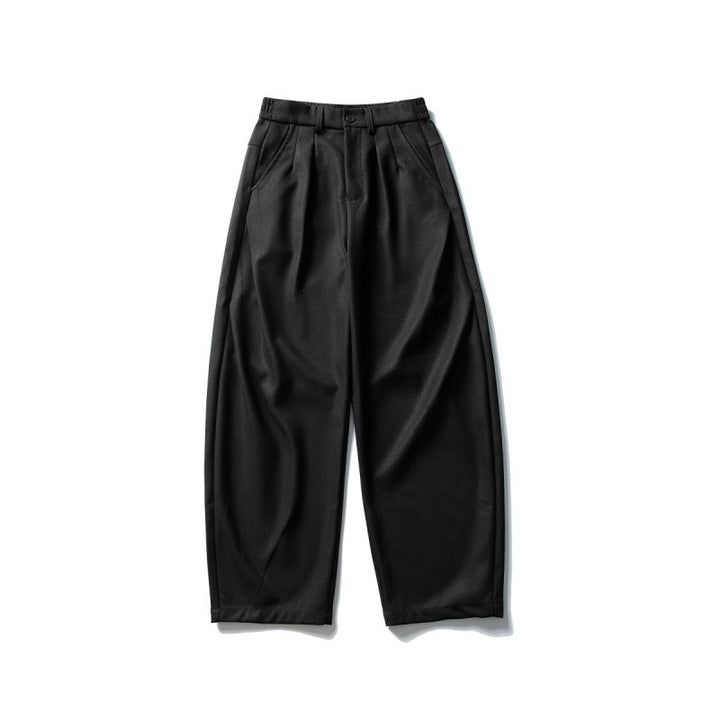 Men's Wide High-Waist Pleated Pants in Baggy Cut with Knife Pleats and Diagonal Side Pockets Mune Fashion