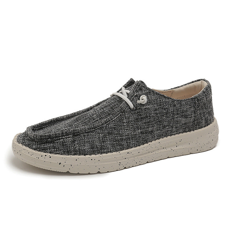 Men's Casual Canvas Moccasin Slipper with Braided Lacing and Spotted EVA Sole Mune Fashion