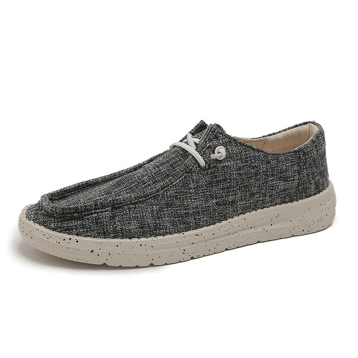 Men's Casual Canvas Moccasin Slipper with Braided Lacing and Spotted EVA Sole Mune Fashion