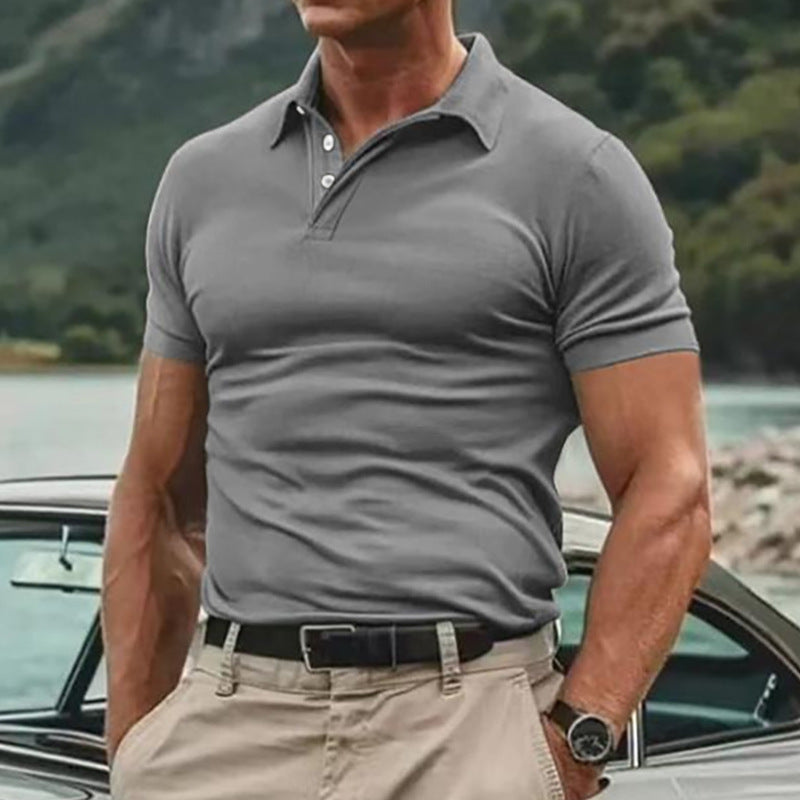 Men's breathable cotton polo shirt short sleeves with classic collar and ribbed cuffs Mune Fashion
