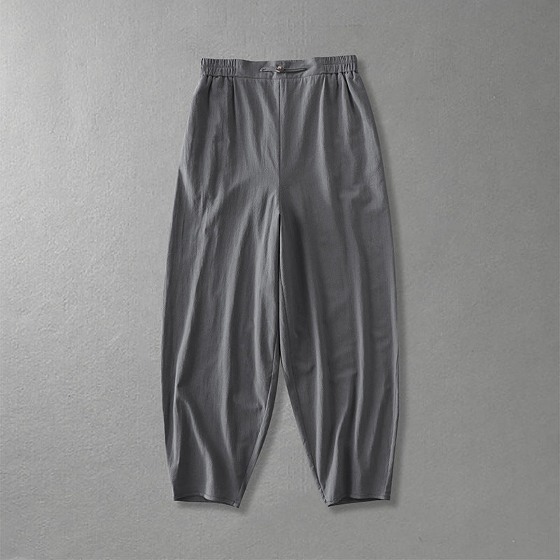 Women Casual Wide Harem Pants with Elastic Waistband and Tapered Ankles Mune Fashion