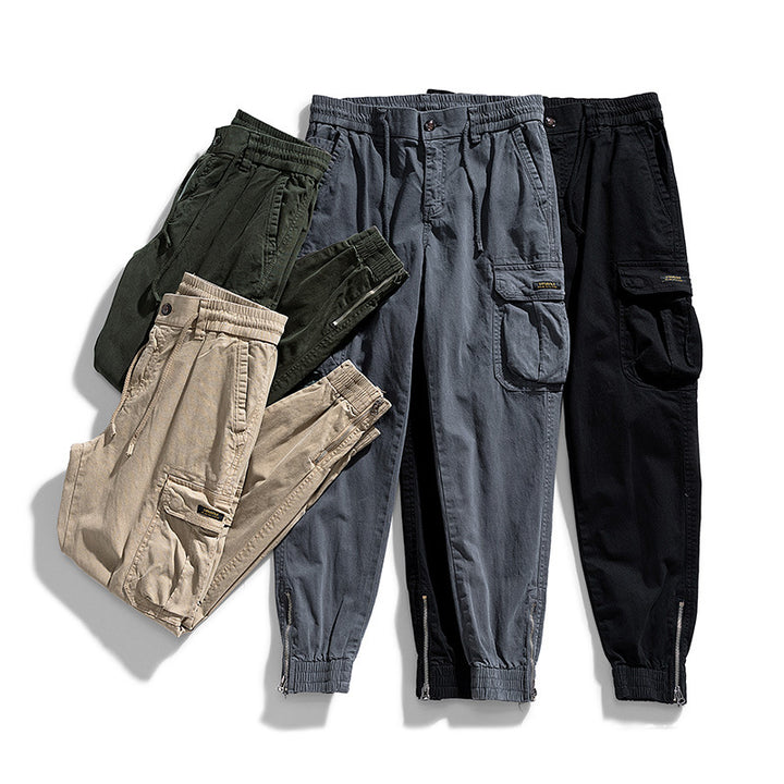 Men's Multifunctional Cargo Jogger Pants with Zip Leg Opening and Large Flap Pockets Mune Fashion