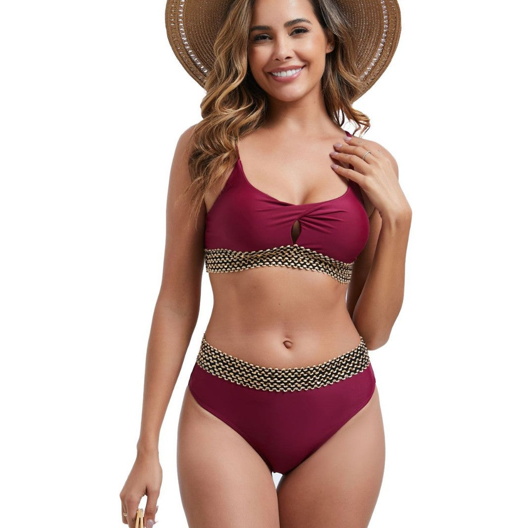 Women's high-waisted bikini set with decorative knot detail Mune Fashion