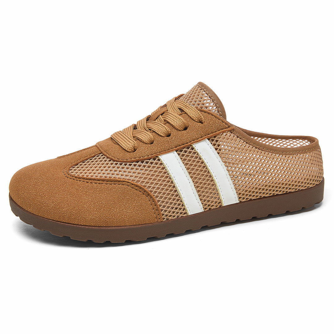 Ladies' breathable slip-on mule sneakers with mesh upper and suede trim Mune Fashion