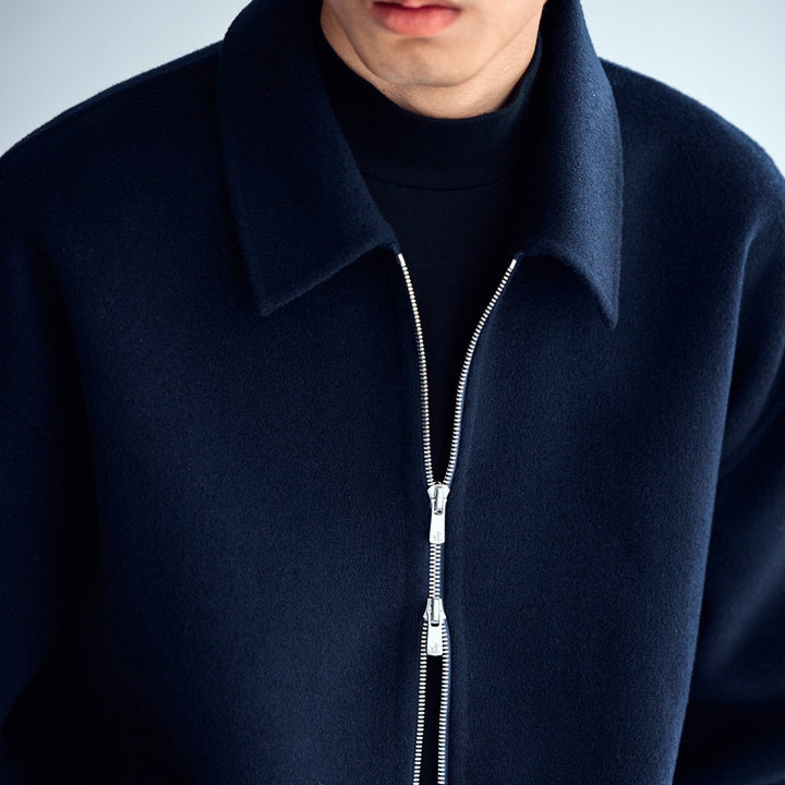 Men's wool jacket with zipper and loose fit Mune Fashion
