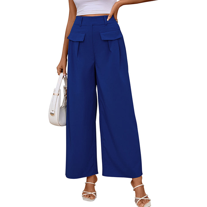 Ladies Elegant High-Waist Culotte Palazzo Trousers with Pleats and Flap Pockets Mune Fashion