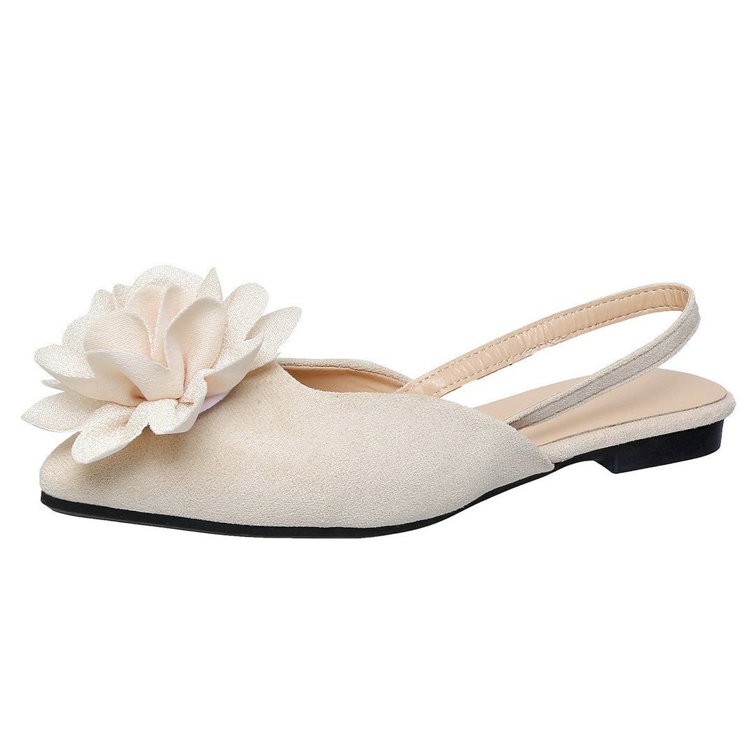 Damen Slingback-Mules mit spitzer Zehenpartie und großer Blumenapplikation Mune Fashion