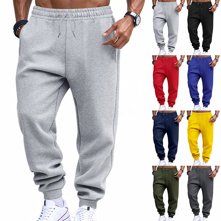 Men's sporty sweat jogging pants with elastic tunnel drawstring waist, ribbed cuffs, and deep side pockets Mune Fashion