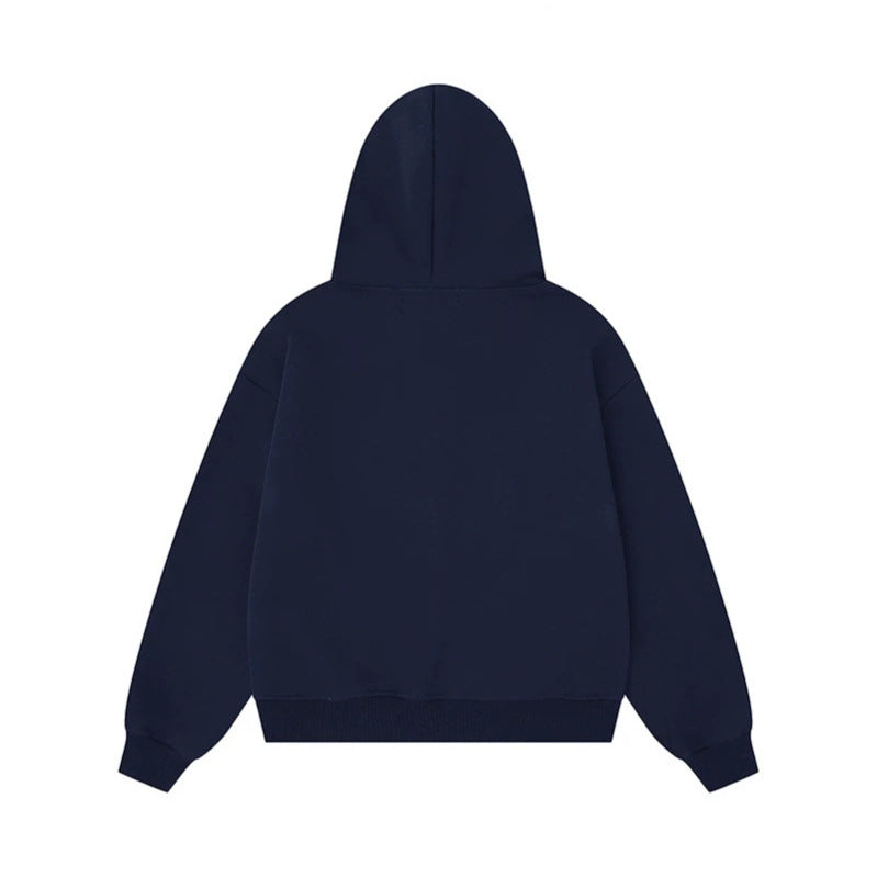 Women's Layered Hooded Jacket with Integrated Polka Dot Inner Layer and Drawstring Hood