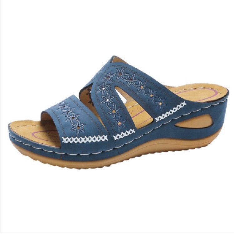 Ladies nan ergonomic comfort sandals with anatomical footbed and floral laser perforation Mune Fashion