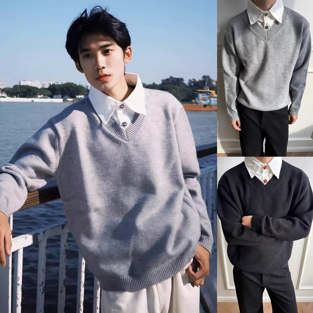 Men's Classic V-Neck Sweater Mune Fashion