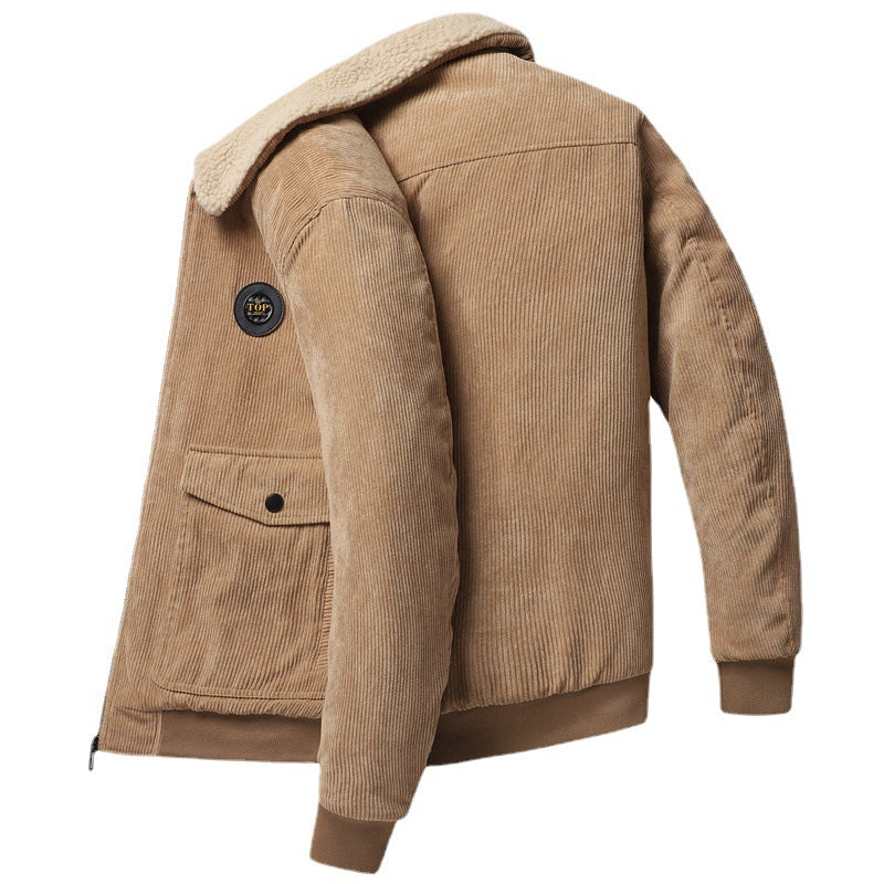Men's cord bomber jacket with teddy collar, warming thermo lining and flap pockets Mune Fashion