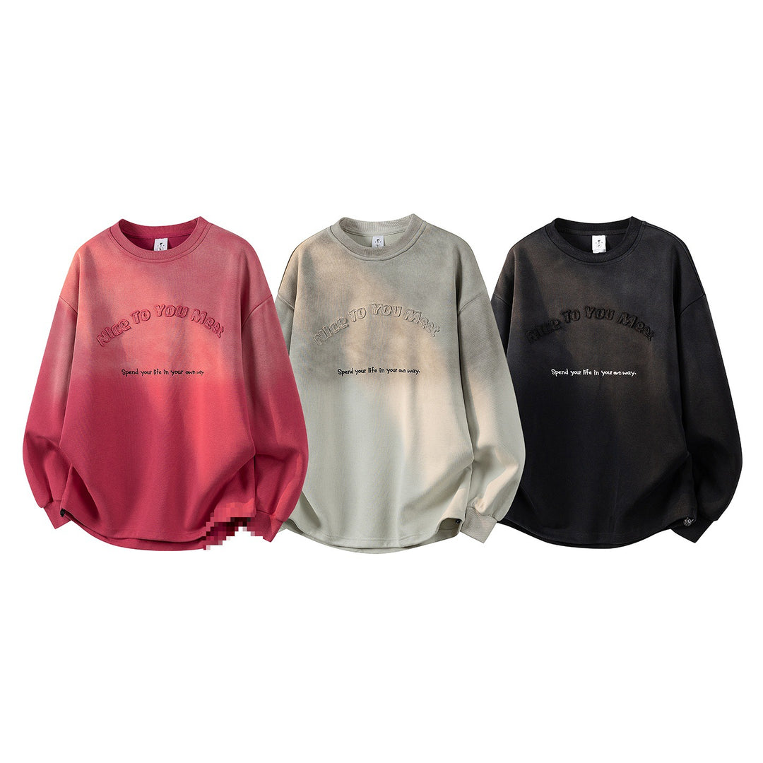 Women's Oversized Sweatshirt with Embroidered Logo, Rounded Hem & Dropped Shoulder Mune Fashion