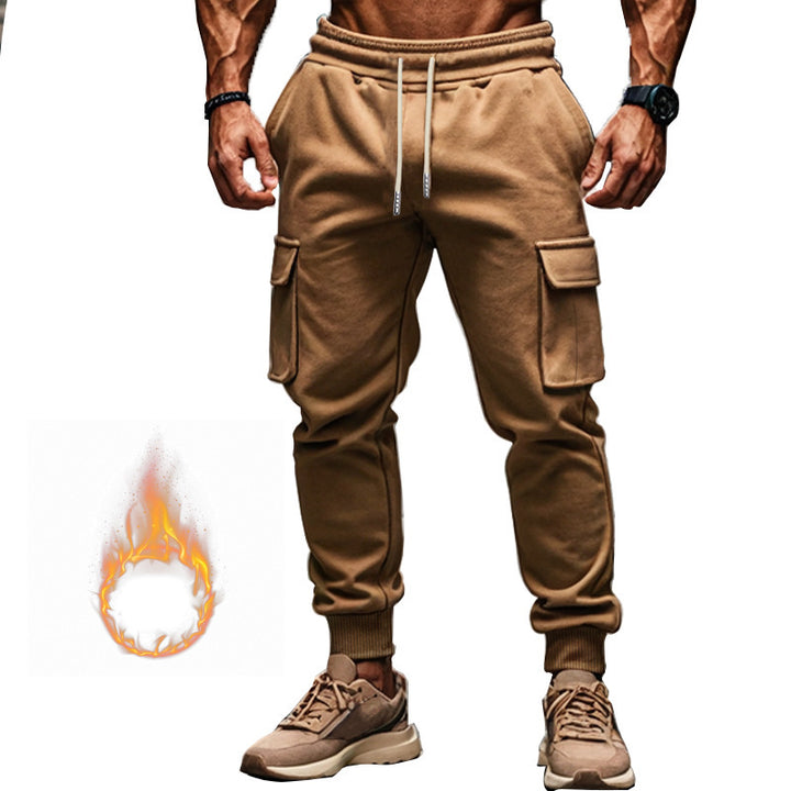 Men's Thermal Cargo Joggers with Fleece Lining, Tapered Cut & Multiple Pockets