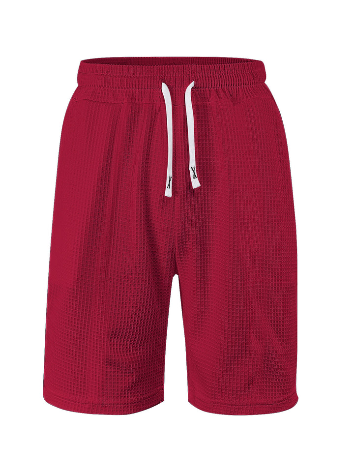 Men's breathable waffle pajama shorts with elastic comfort waistband, drawstring, and side pockets Mune Fashion