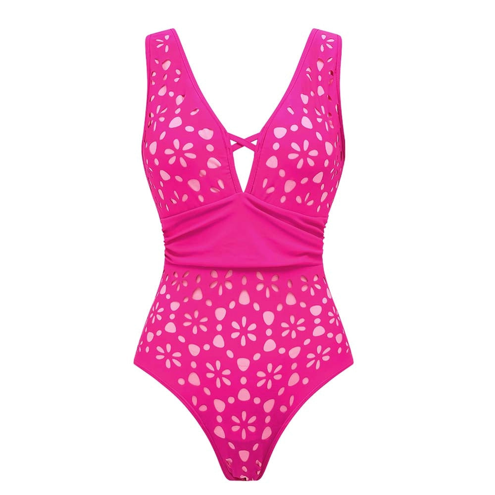 Women's Swimsuit and Skirt with Floral Cutouts Mune Fashion