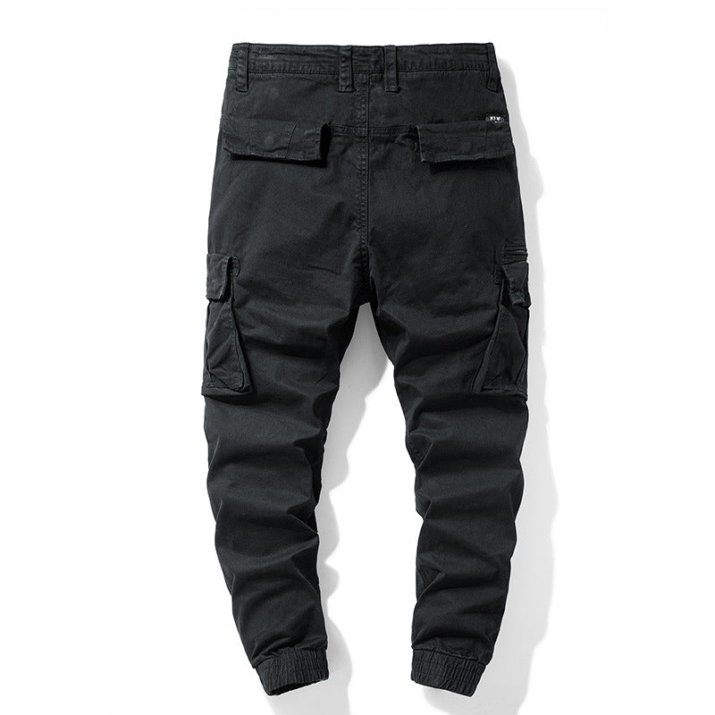 Men's tapered cargo pants in jogger style with knee patches, multiple pockets, and elastic ankle cuffs Mune Fashion