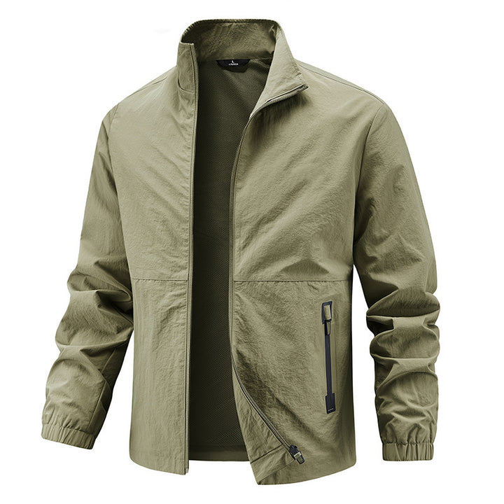 Men's Lightweight Technical Transition Jacket with Stand-Up Collar, Breathable Mesh Lining, and Water-Repellent Zipper Pockets Mune Fashion