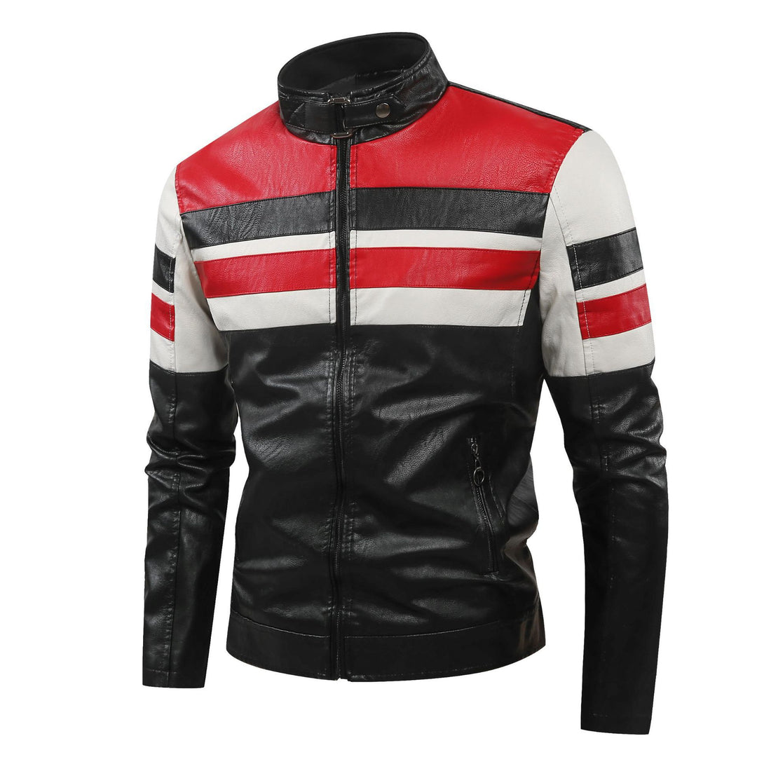 Men's sporty artificial leather jacket with zipper Mune Fashion