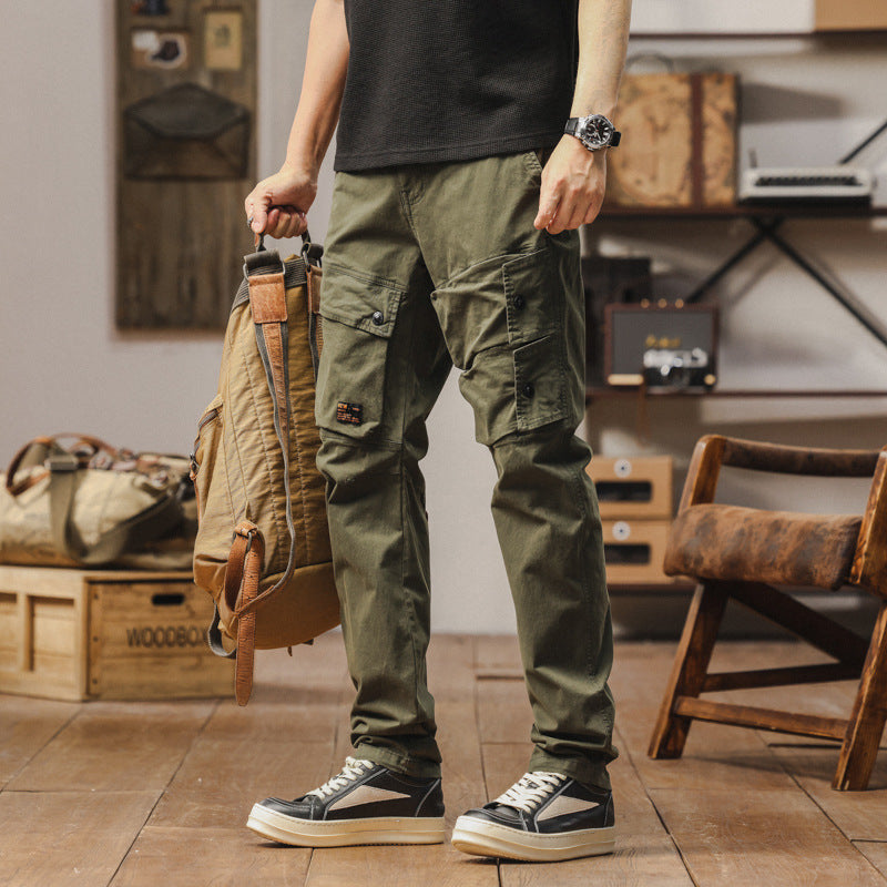 Men's Robust Canvas Cargo Pants with Elastic Waistband, Knee Panels and Flap Pockets Mune Fashion