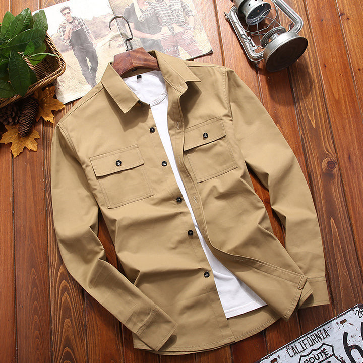 Men's cotton blend shirt jacket in utility look with chest flap pockets Mune Fashion