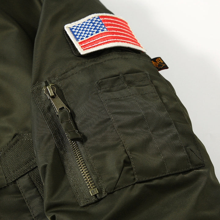 Men's bomber jacket with lambskin collar and utility pockets Mune Fashion