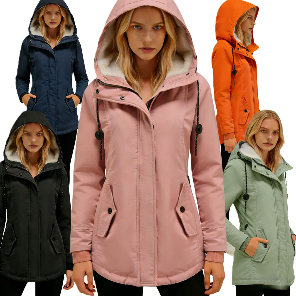 Women's Water-Repellent Parka with Teddy Lining, Hood and Tailored Fit Mune Fashion