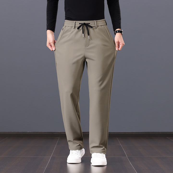 Men's relaxed straight leisure trousers with elastic waistband, drawstring, and side pockets Mune Fashion