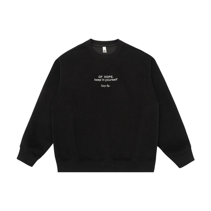 Unisex Oversize Round Neck Sweatshirt with Mini Statement Embroidery Mune Fashion