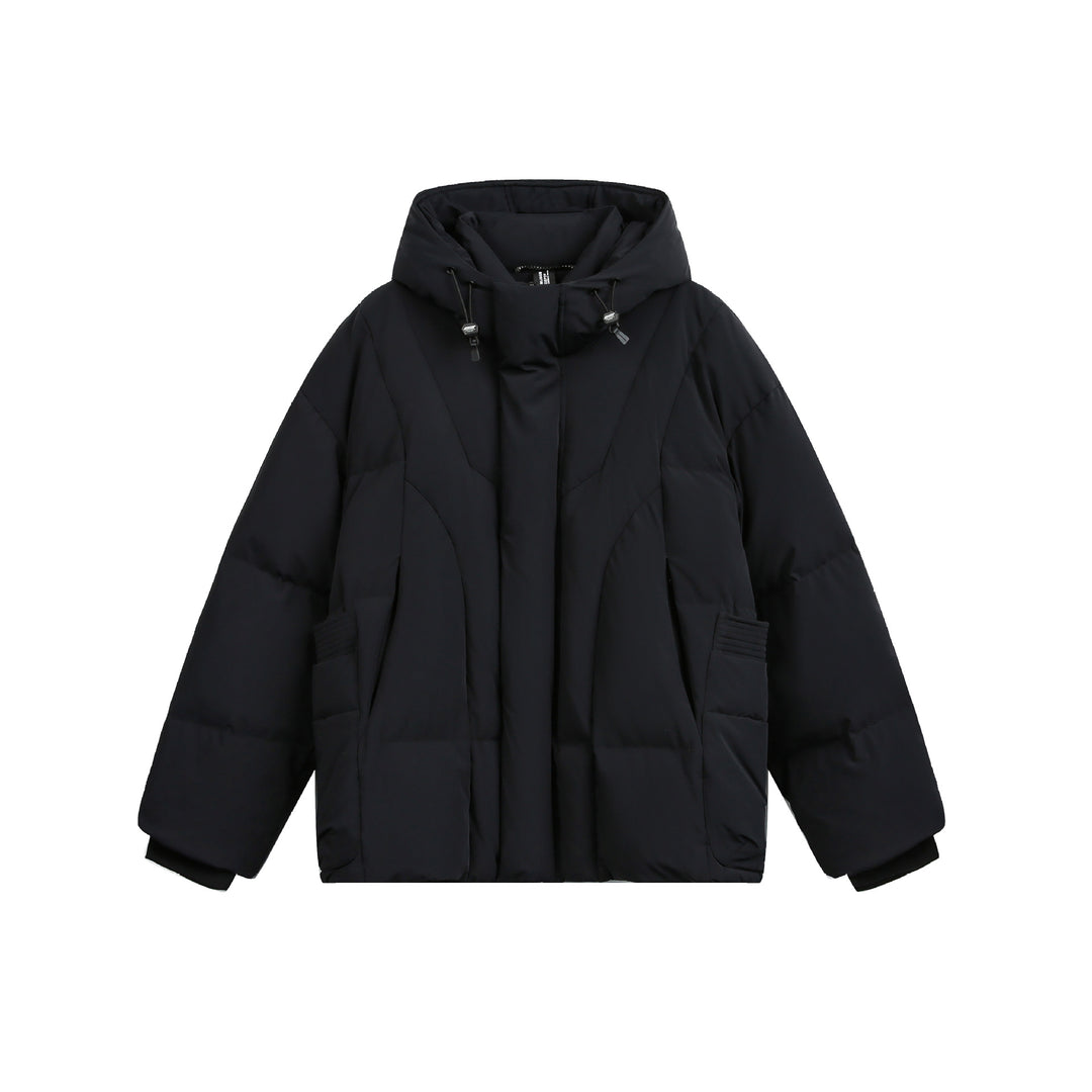 Ladies wide-cut padded parka with high collar, hood, and cargo pockets Mune Fashion
