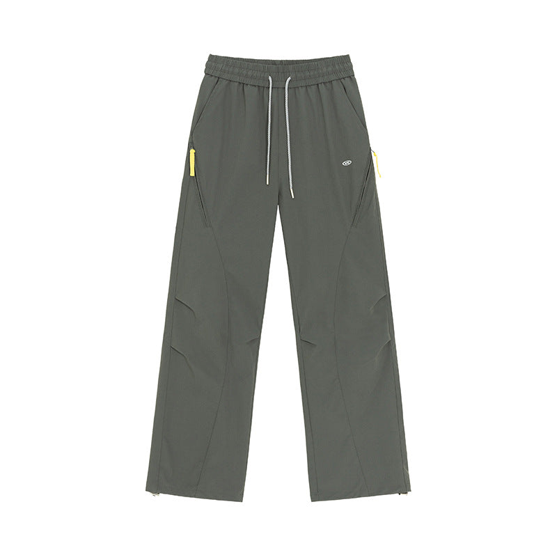 Women's Wide Utility Training Pants with Elastic Waistband, Zipper Pockets & Adjustable Hem Mune Fashion