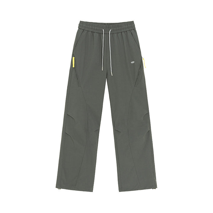 Women's Wide Utility Training Pants with Elastic Waistband, Zipper Pockets & Adjustable Hem Mune Fashion