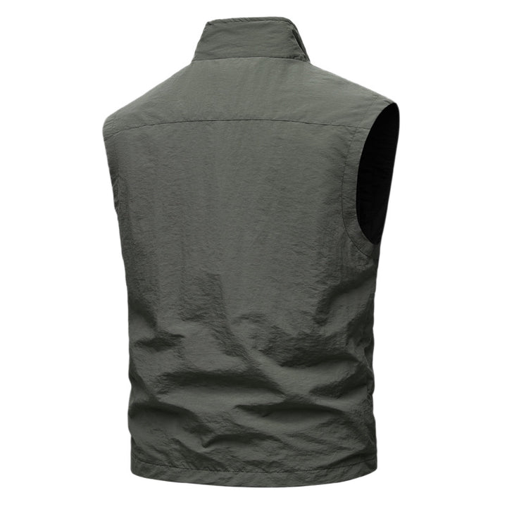 Men's Ultralight Technical Utility Vest with Stand Collar, Water-Repellent Nylon Shell and Zipper Pockets Mune Fashion