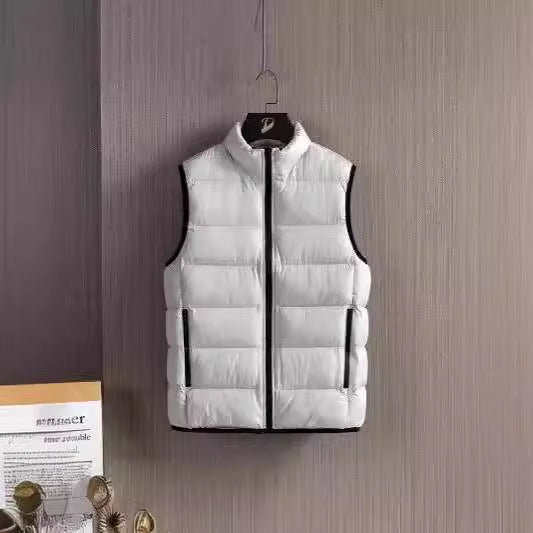 Men's Lightweight Down-Alternative Quilted Vest with Windproof Outer Shell, Stand Collar and Water-Repellent Zippers Mune Fashion