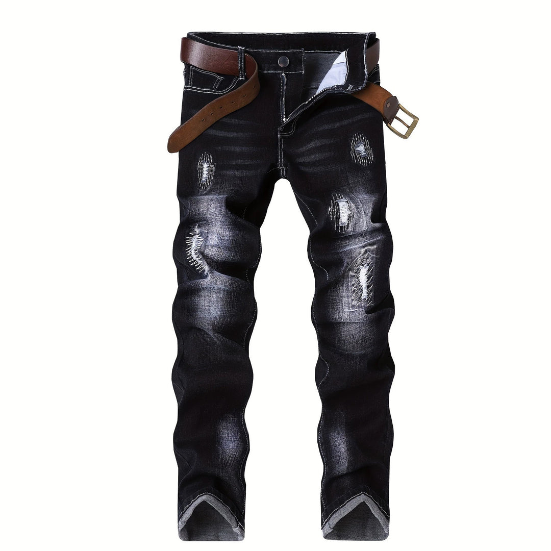 Men's Elegant Slim-Fit Jeans with Trendy Washing Effects Mune Fashion