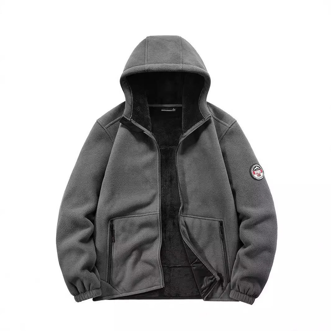 Men's Insulated Fleece Hoodie Jacket with Sherpa Lining and Two-Way Zipper Mune Fashion