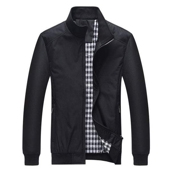Men's lightweight zip jacket made from functional mix with stand-up collar and checked lining Mune Fashion